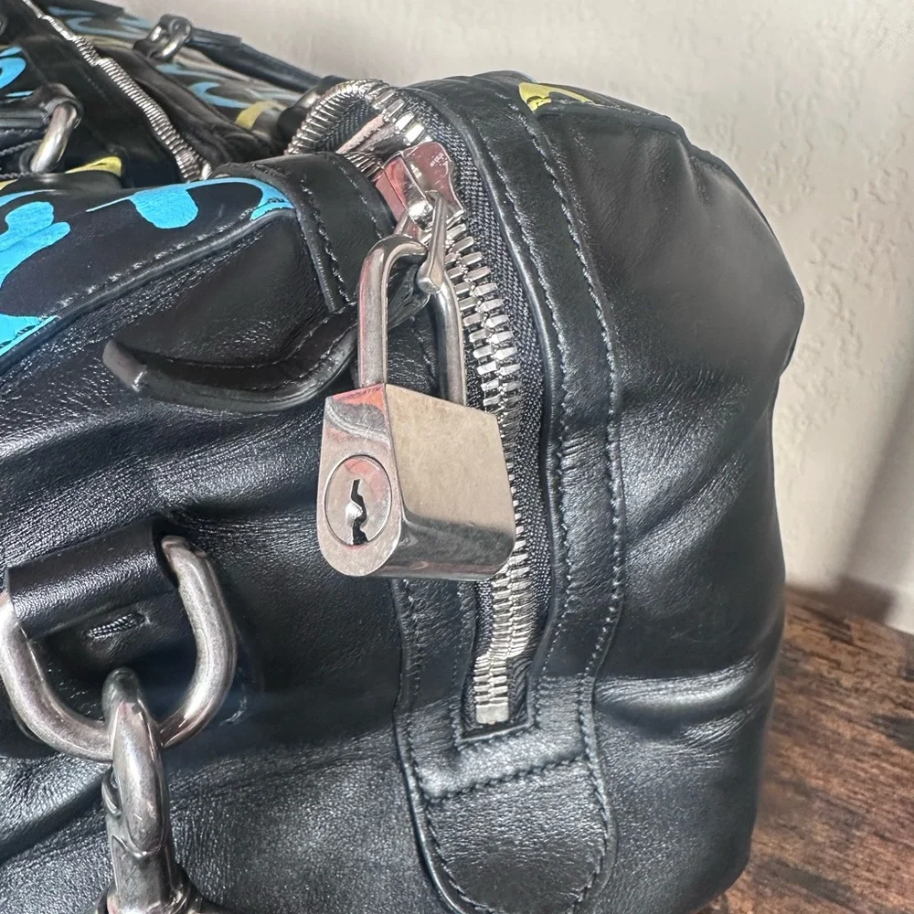 Authentic Gucci Ghost Black and Yellow Graphic Duffel Bag